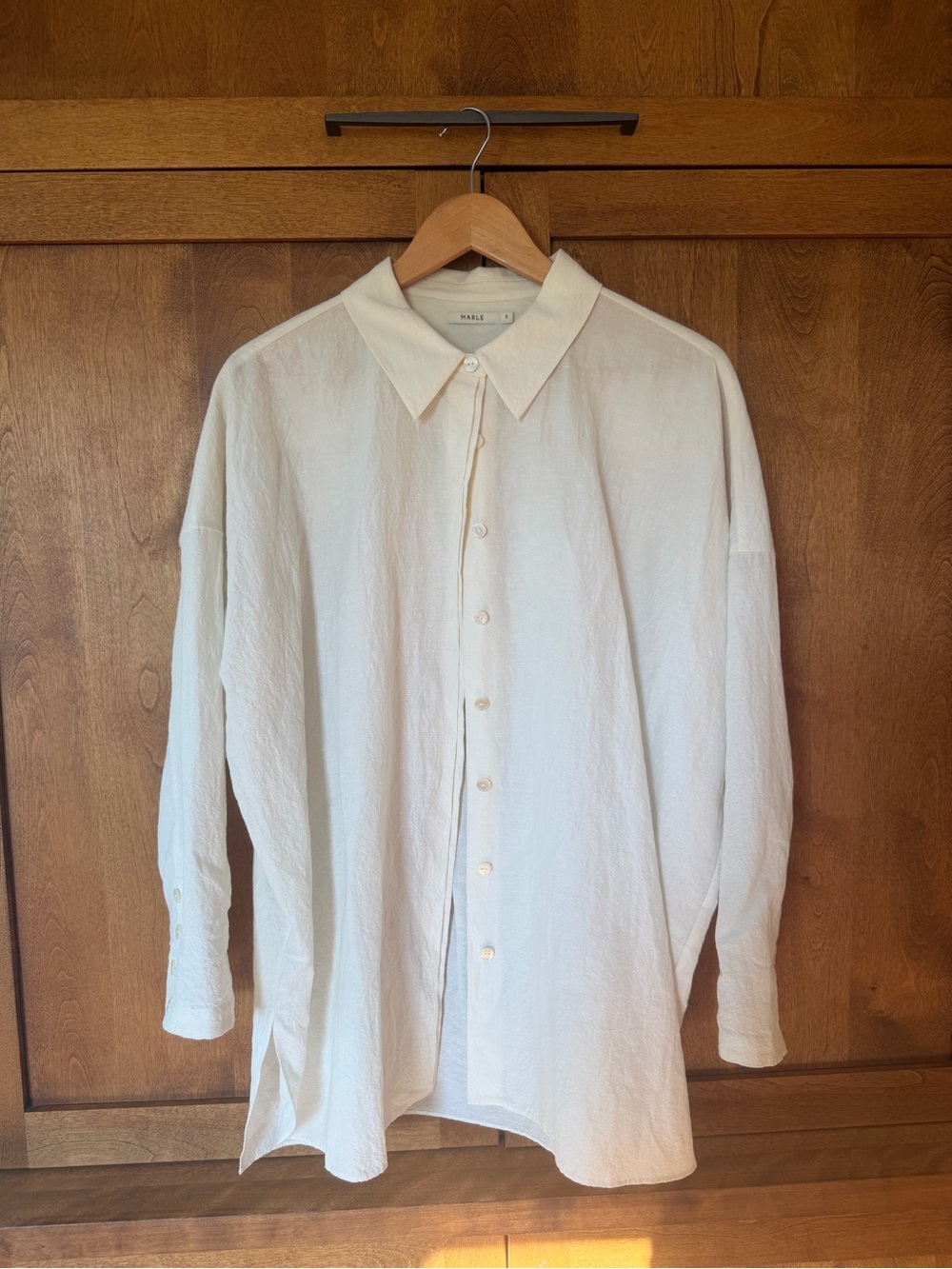 MARBLE Men's Relaxed Button-Down Shirt in Off-White